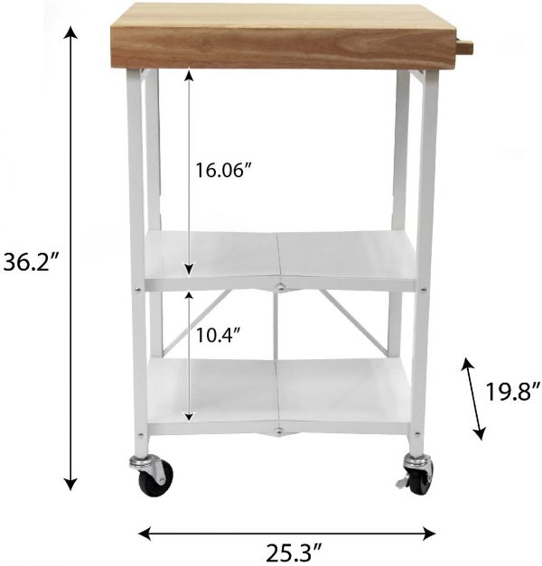 folding kitchen cart with wheels